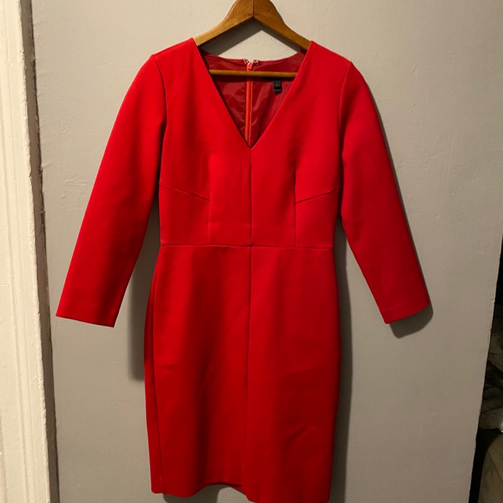 J Crew Red ponte sheath dress Size 2
